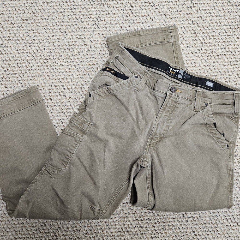 Ariat M4 Relaxed Workhorse Boot Cut Pant Mens 34x30 Beige Welder Work Wear